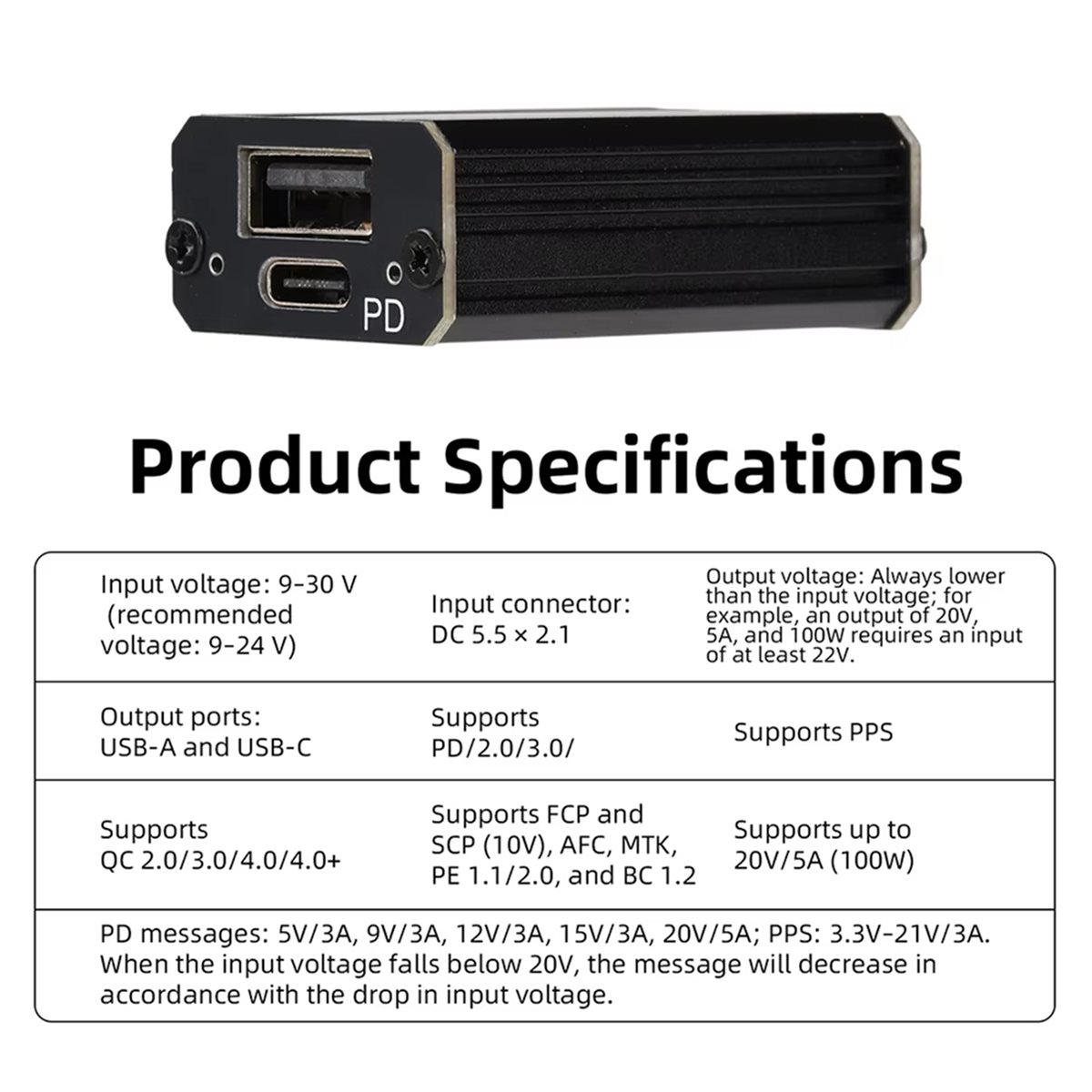Car Charger - güncelleme. PD100W Hızlı Şarj Modülü -DC9V-24V